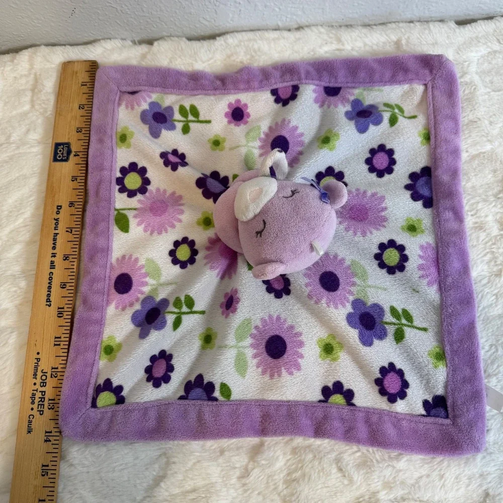 Carters Purple Bear Floral Security Blanket Lovey Plush Flower 2012 14x14
